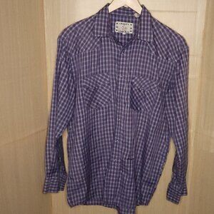 Crazy Cowboy Vintage Red White Blue Pearl Snap Lightweight Shirt XL